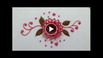 A flower pattern with knitted loop stitch,easy and beautiful,hand embroidery design