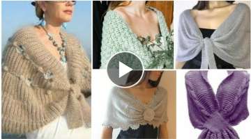 Trendy designer handmade knitting pattern bridal Capelet shawls - Wedding shrug / poncho / Winter...