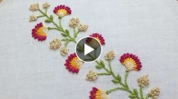 Hand embroidery of a flower twig