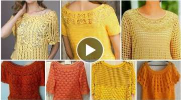 Trendy designer handmade cotton crochet knitted Lace flower pattern veggie blouse dress