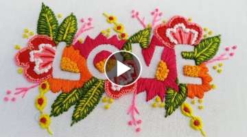 Hand made love embroidery oct ,Love and flower embroidery