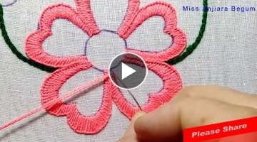 Wonderful Hand Embroidery flowers easy way / Simple Embroidery flowers