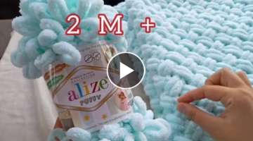 NO SHOES NO crochet / Build BLANKET IN 1 DAY / BABY BLANKET WITH ALIZE PUFFY THREAD no needle no ...