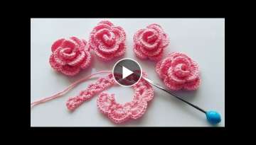 Make a crochet rose / Decorate booties / Make a rose with a string of wool / Make a knitted rose