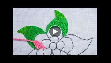 hand embroidered puff satin / short and long stitch flower design with easy to follow tutorial