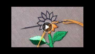 super easy sewing hack with only needle and thread / beautiful miniature sunflower embroidery des...