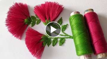 Hand Embroidery flower design tutorial.Amazing / Super Hand Embroidery flower design idea