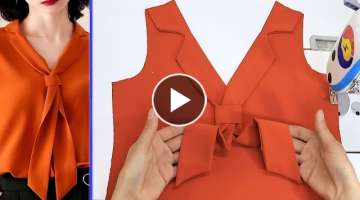Basic Way to Sew a Beautiful Collar V neck Design in Just 15 Minutes